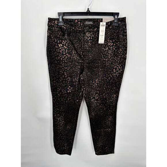 CHICOS NWT Petite Coated Animal-Print Fly-Front Black Gold Jeggings // 6 Petite - Picture 3 of 15